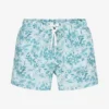 IKKS Boys Aqua Blue Surf Print Swim Shorts