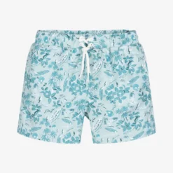 IKKS Boys Aqua Blue Surf Print Swim Shorts