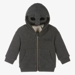 IKKS Boys Grey Hooded Zip-Up Top