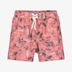 IKKS Boys Pink Surf Print Swim Shorts