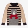 Il Gufo Boys Beige & Blue Wool Sweater