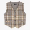 Il Gufo Boys Beige & Grey Check Linen Waistcoat