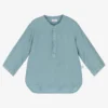 Il Gufo Boys Blue Collarless Linen Shirt
