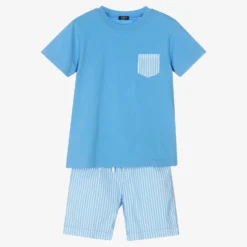 Il Gufo Boys Blue Cotton Shorts Set