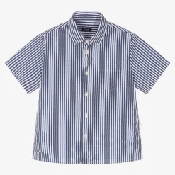 Il Gufo Boys Blue Stripe Cotton Shirt