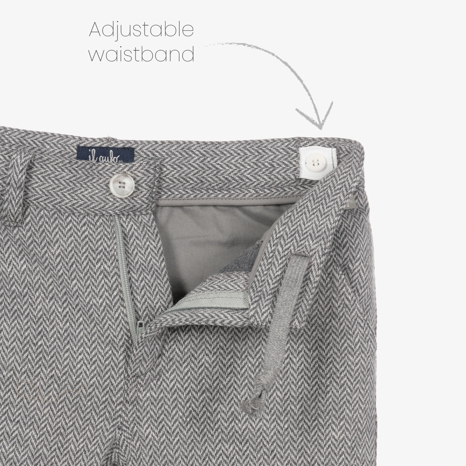 Il Gufo Boys Grey Herringbone Trousers 3 Il Gufo Boys Grey Herringbone Trousers - Image 3