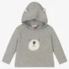 Il Gufo Boys Grey Knit Bear Hoodie