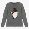 Il Gufo Boys Grey Wool Penguin Sweater