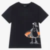 Il Gufo Boys Navy Blue Seagull Print T-Shirt