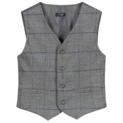 Il Gufo Grey Check Flannel Waistcoat