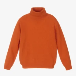 Il Gufo Orange Wool Roll Neck Sweater