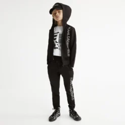 KARL LAGERFELD KIDS Boys Black Jersey Logo Joggers -Outlet Little Gents Set Store karl lagerfeld kids boys black jersey logo joggers 439278 db8ee8d36b35974ca719ad09dea1d72ba7190a00 outfit