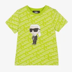 KARL LAGERFELD KIDS Boys Green Cotton Logo T-Shirt