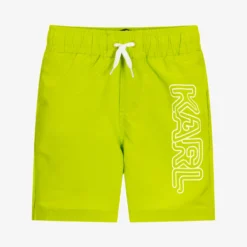 KARL LAGERFELD KIDS Boys Green Logo Swim Shorts