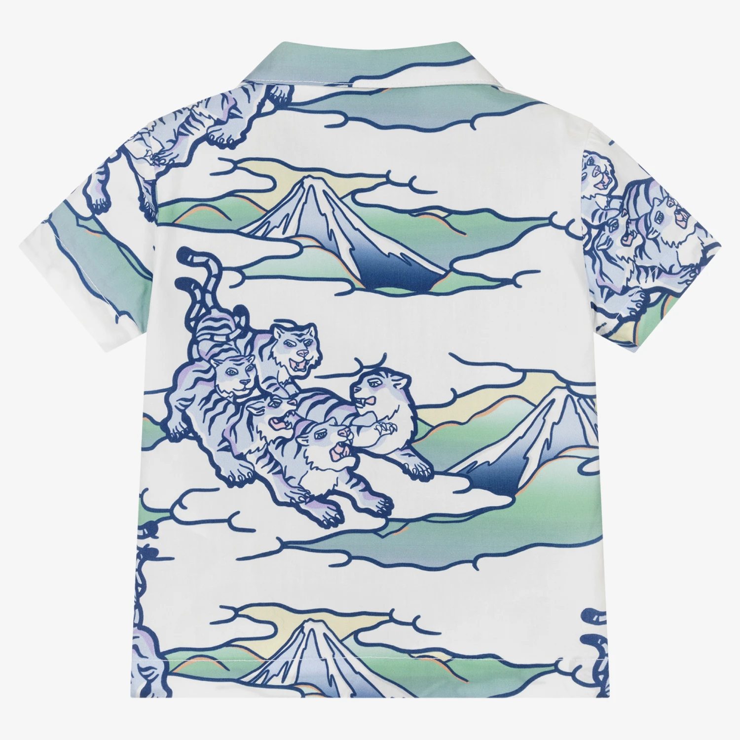 KENZO KIDS Baby Boys White & Blue Cotton Shirt 2 KENZO KIDS Baby Boys White & Blue Cotton Shirt - Image 2