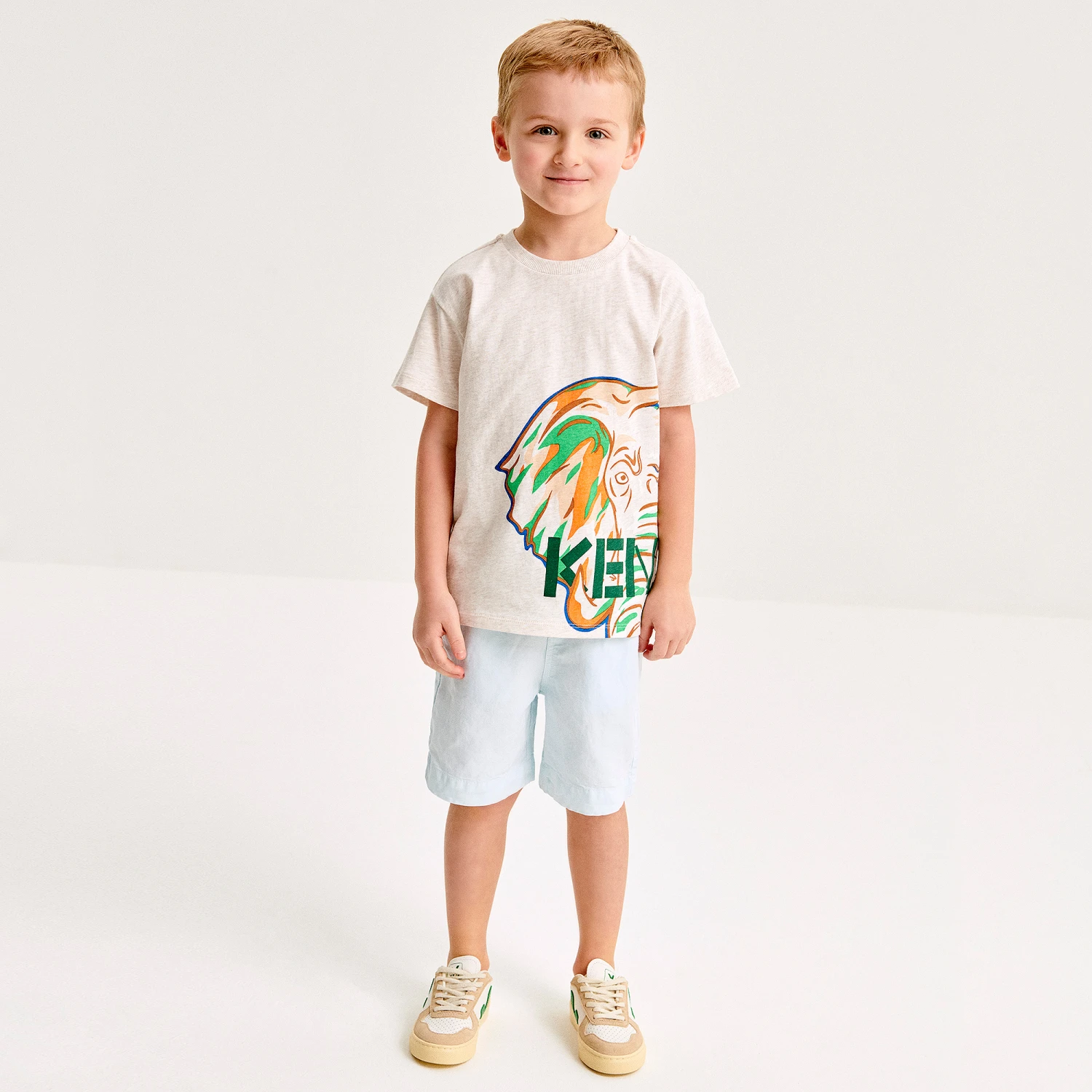 KENZO KIDS Boys Beige Cotton Elephant T-Shirt 2 KENZO KIDS Boys Beige Cotton Elephant T-Shirt - Image 2