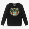 KENZO KIDS Boys Black Tiger Logo Sweatshirt