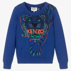 KENZO KIDS Boys Blue Tiger Knit Sweater
