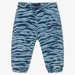 KENZO KIDS Boys Blue Tiger Stripes Logo Joggers