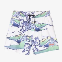 KENZO KIDS Boys Blue & White Tiger Logo Swim Shorts