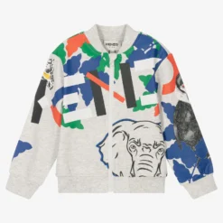 KENZO KIDS Boys Cotton Grey Zip-Up Top