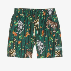 KENZO KIDS Boys Green Bamboo Tiger Swim Shorts