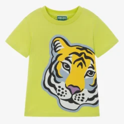 KENZO KIDS Boys Green Cotton Tiger T-Shirt