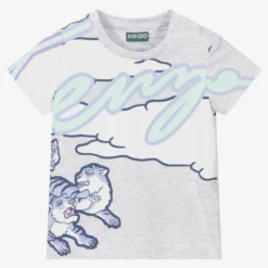 KENZO KIDS Boys Grey Cotton Logo T-Shirt