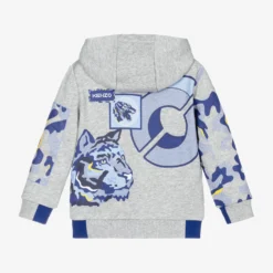 KENZO KIDS Boys Grey Logo Zip-Up Hoodie -Outlet Little Gents Set Store kenzo kids boys grey logo zip up hoodie 406186 5c6015fb874de0027febfd246a50a125d81021b7