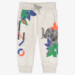 KENZO KIDS Boys Grey Marl Jungle Joggers