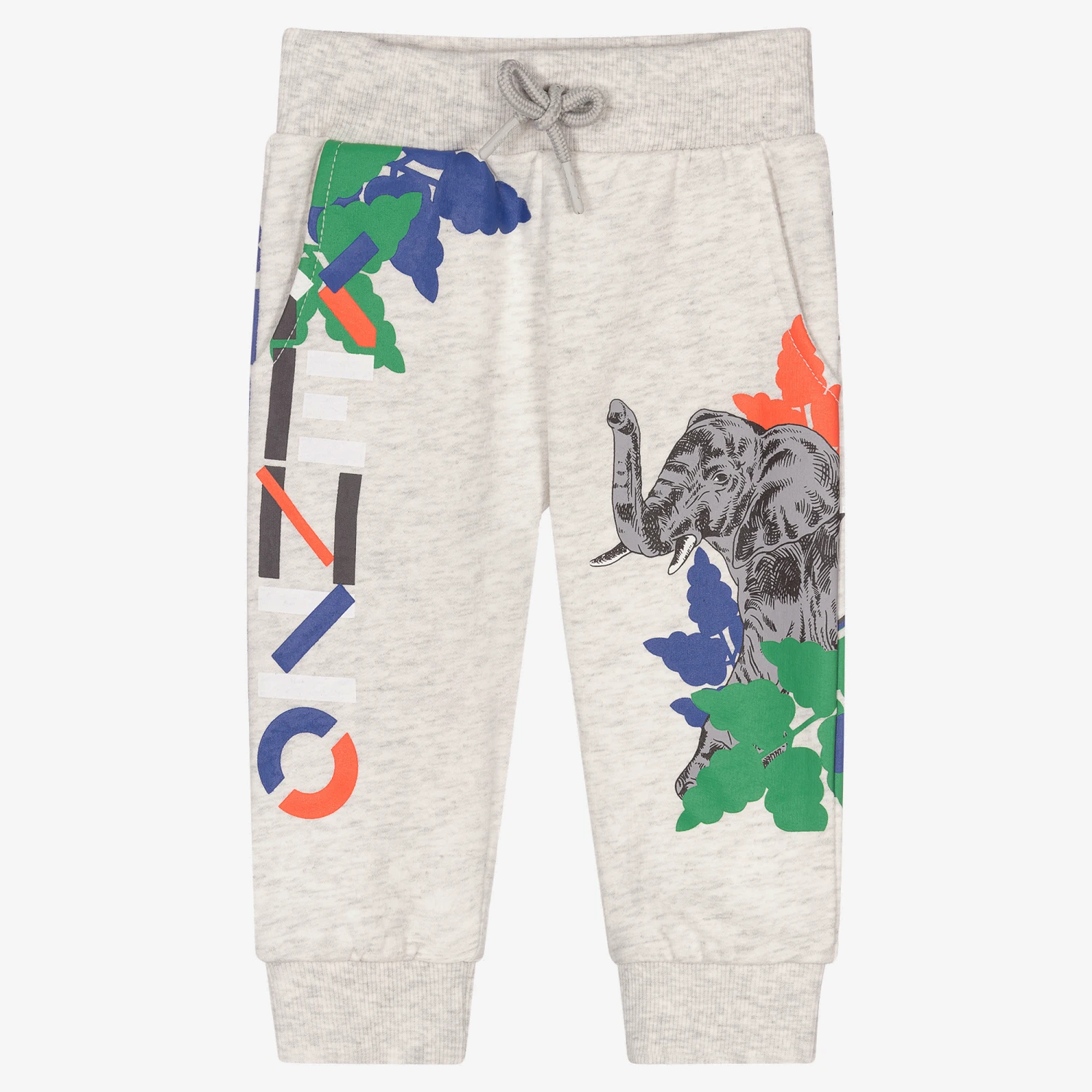 KENZO KIDS Boys Grey Marl Jungle Joggers 1 KENZO KIDS Boys Grey Marl Jungle Joggers