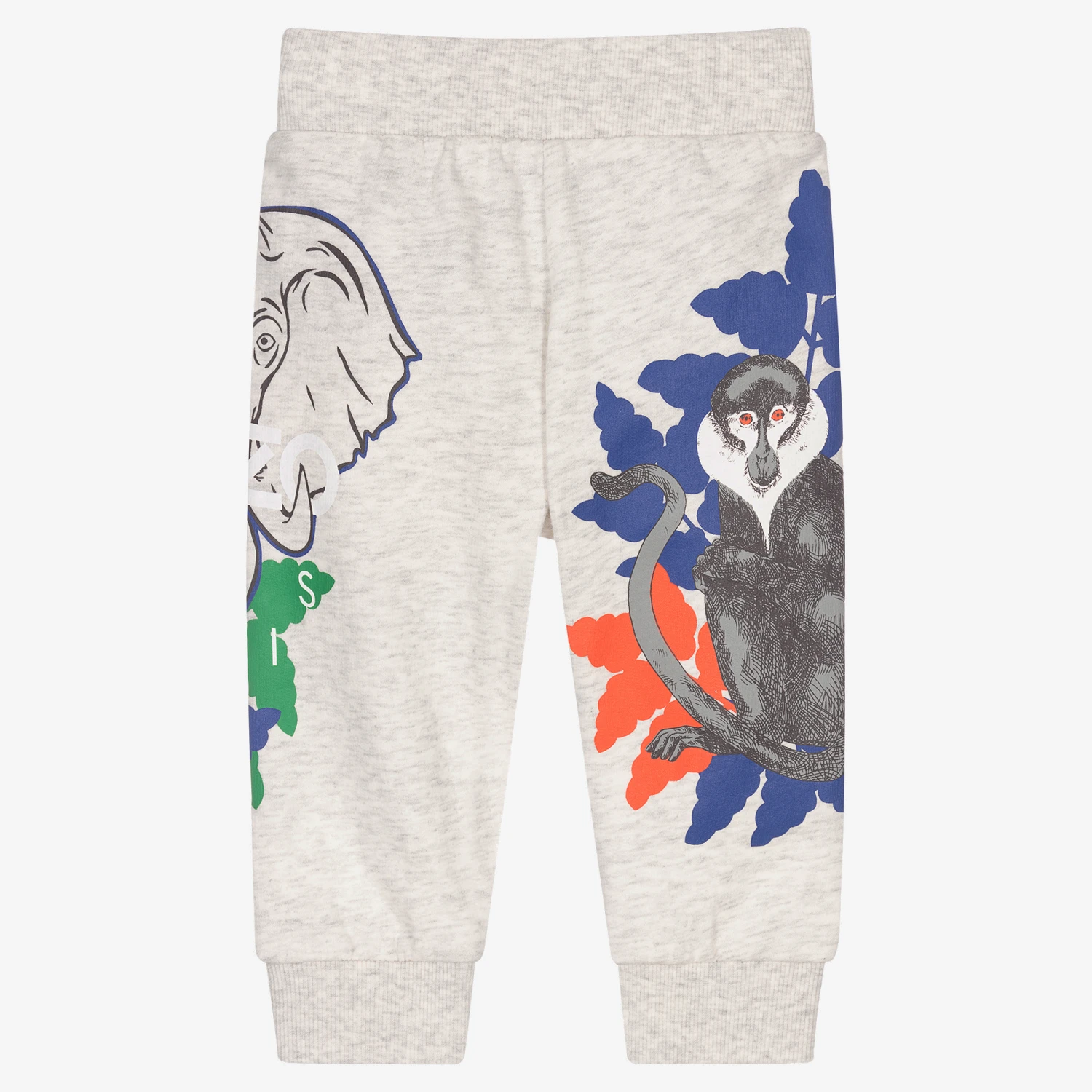 KENZO KIDS Boys Grey Marl Jungle Joggers 2 KENZO KIDS Boys Grey Marl Jungle Joggers - Image 2