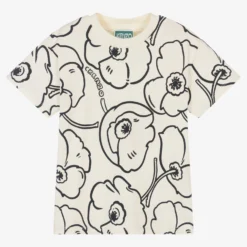 KENZO KIDS Boys Ivory Cotton Poppy Logo T-Shirt