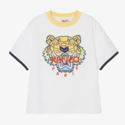 KENZO KIDS Boys White Embroidered Tiger Logo T-Shirt