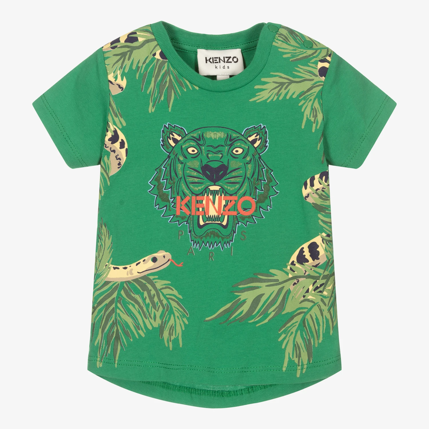 KENZO KIDS Green Cotton Tiger T-Shirt 1 KENZO KIDS Green Cotton Tiger T-Shirt