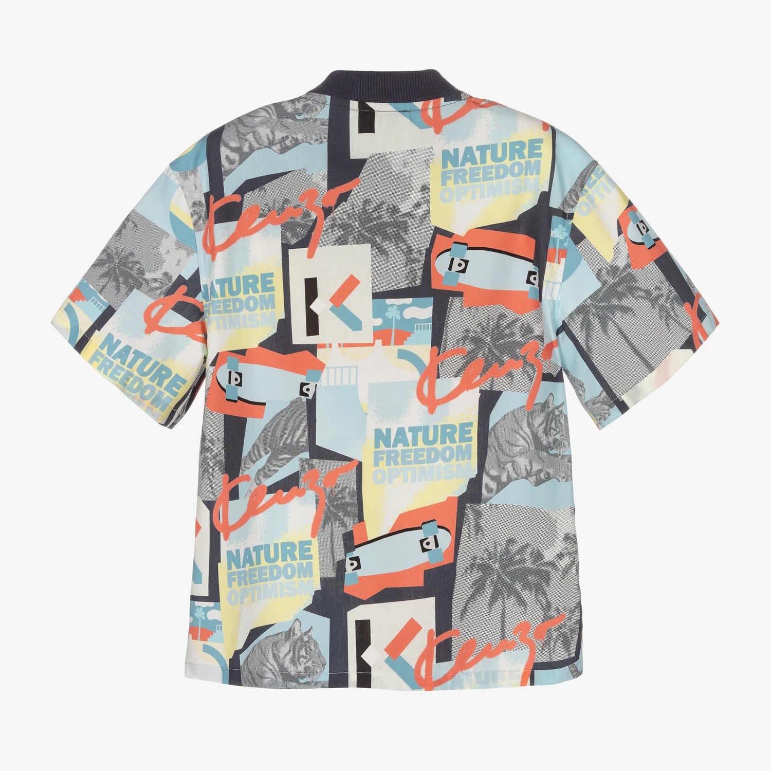 KENZO KIDS Grey & Blue Cotton Shirt 2 KENZO KIDS Grey & Blue Cotton Shirt - Image 2