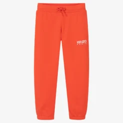 KENZO KIDS Orange Cotton Logo Joggers
