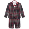 Kidiwi Boys Grey & Red Tartan Suit