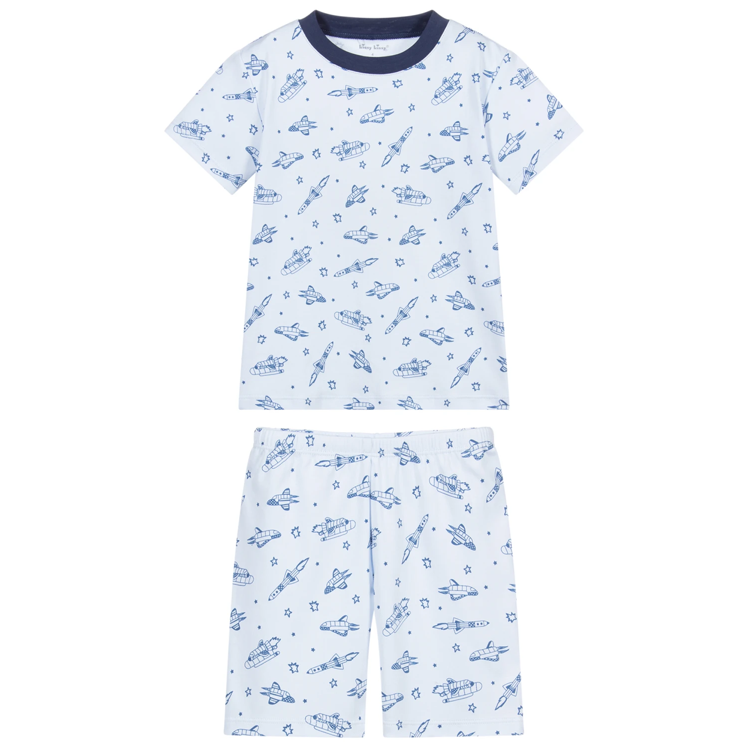 Kissy Kissy Boys Blue Pima Cotton Pyjamas 2 Kissy Kissy Boys Blue Pima Cotton Pyjamas - Image 2