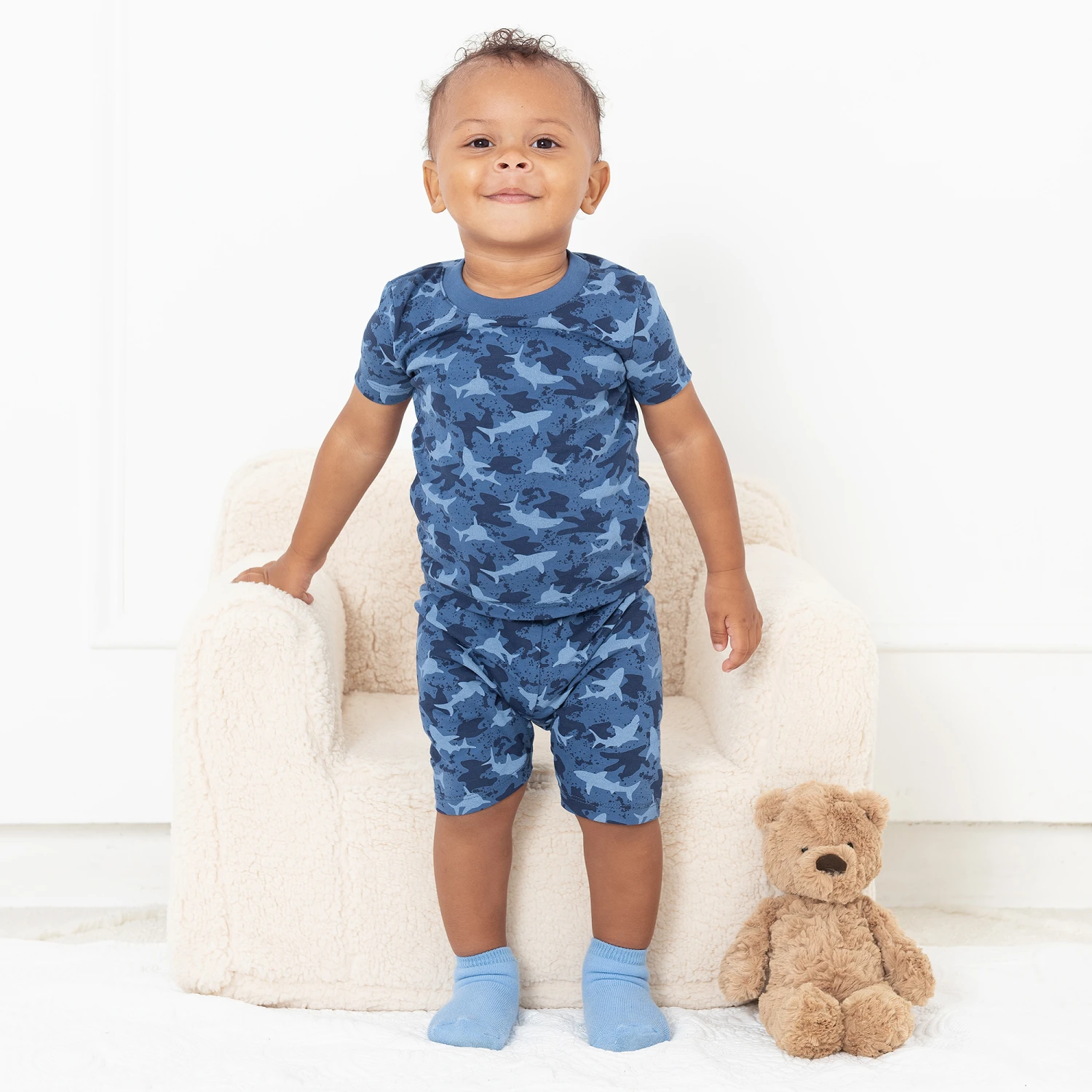 Kissy Kissy Boys Shark Shivers Short Pyjamas 2 Kissy Kissy Boys Shark Shivers Short Pyjamas - Image 2