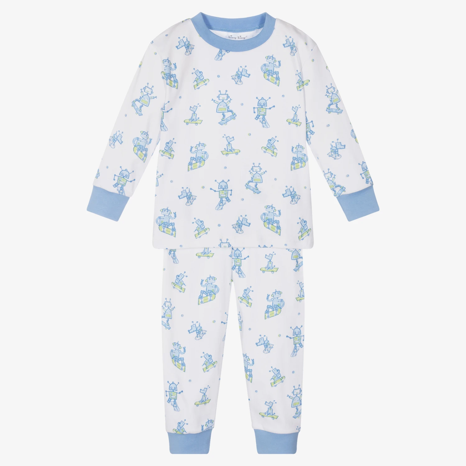 Kissy Kissy White Pima Cotton Robot Pyjamas 1 Kissy Kissy White Pima Cotton Robot Pyjamas