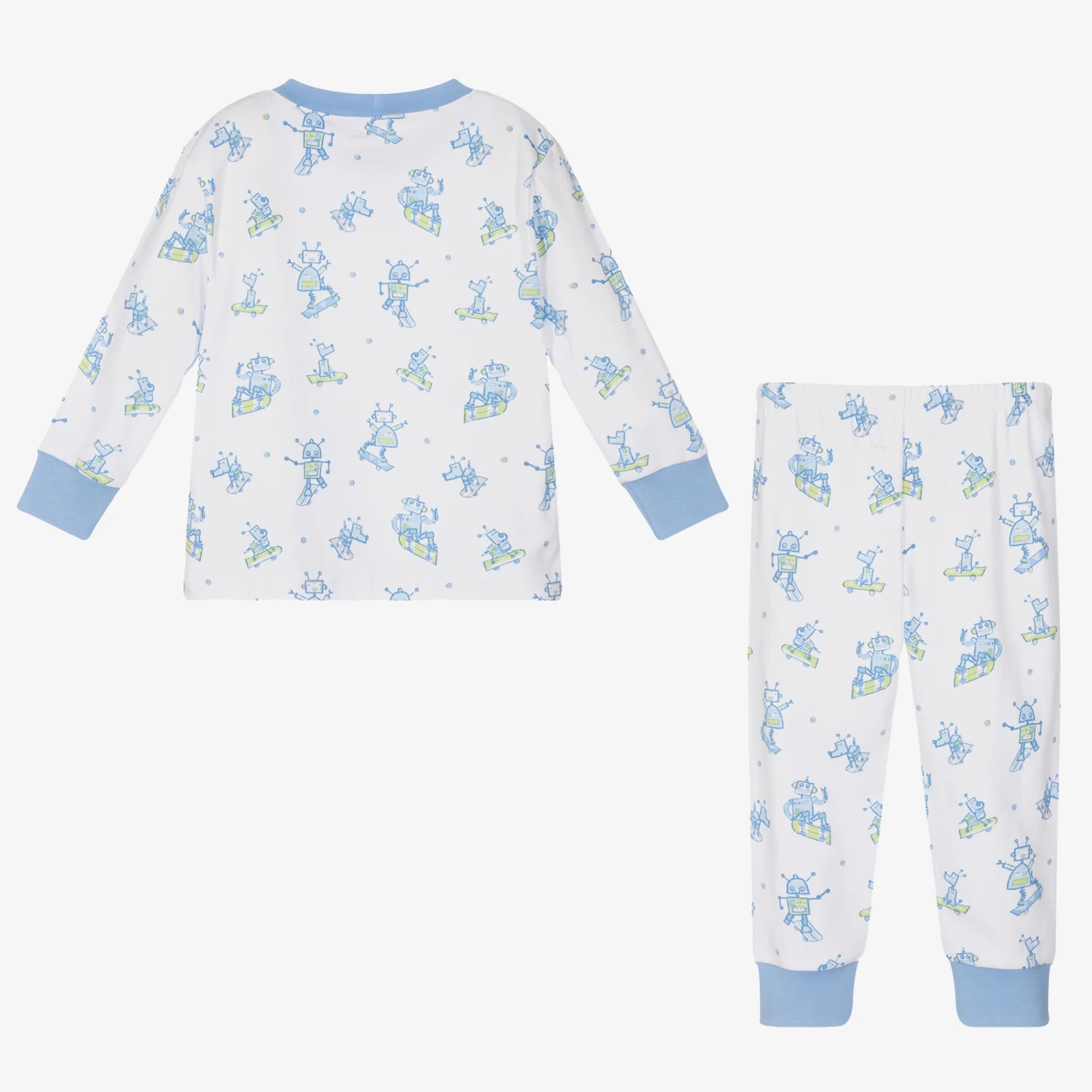 Kissy Kissy White Pima Cotton Robot Pyjamas 3 Kissy Kissy White Pima Cotton Robot Pyjamas - Image 3