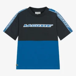 Lacoste Boys Navy Blue Cotton Racing Logo T-Shirt