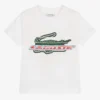 Lacoste Boys White Cotton Logo T-Shirt