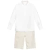 Lapin House Boys Beige Linen Shorts Set