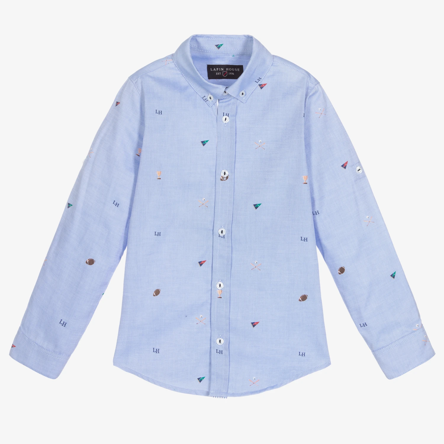 Lapin House Boys Blue Cotton Logo Shirt 4 Lapin House Boys Blue Cotton Logo Shirt - Image 4