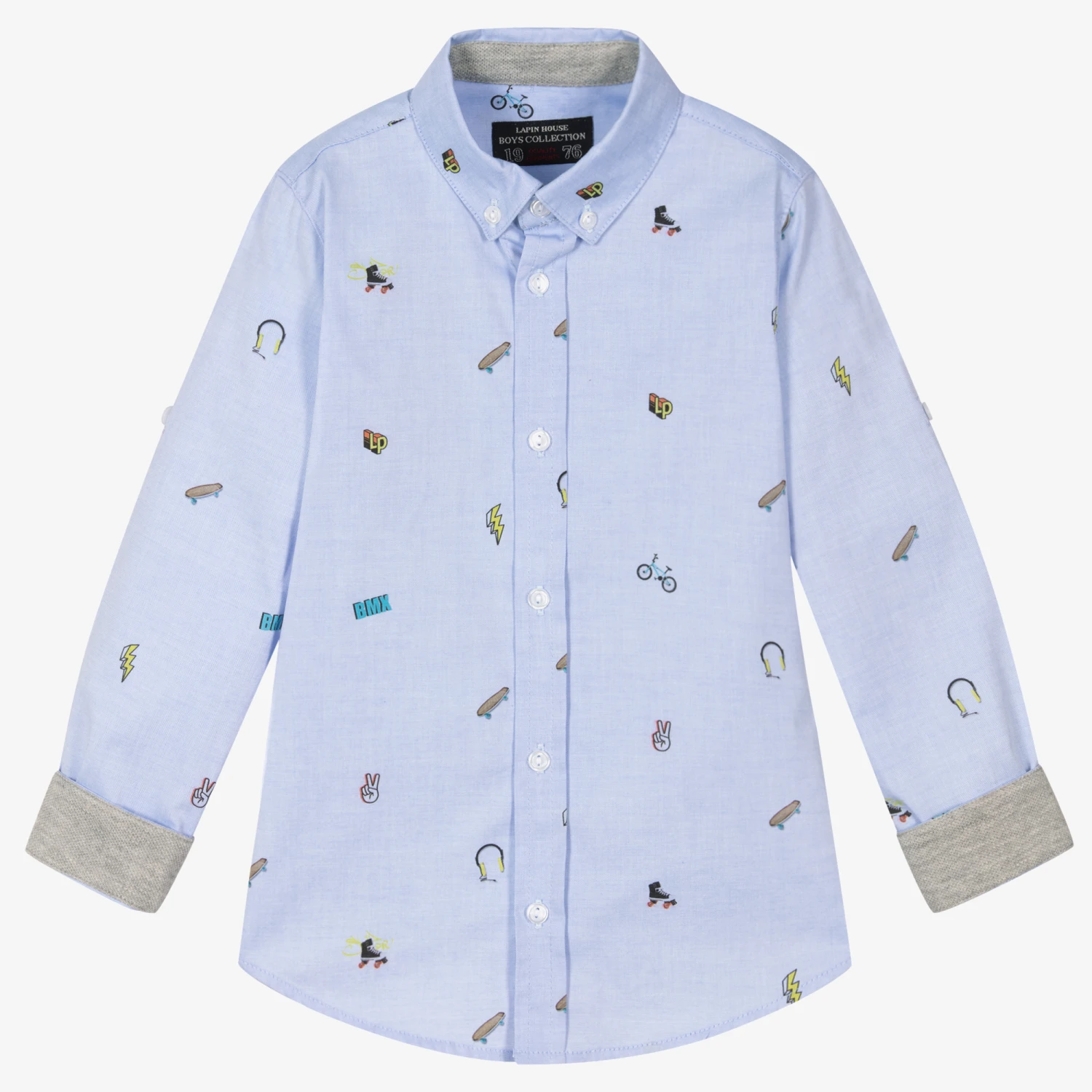 Lapin House Boys Blue Oxford Cotton Shirt 4 Lapin House Boys Blue Oxford Cotton Shirt - Image 4