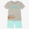 Lapin House Boys Grey & Blue Cotton Shorts Set
