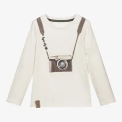 Lapin House Boys Ivory Cotton Camera Top