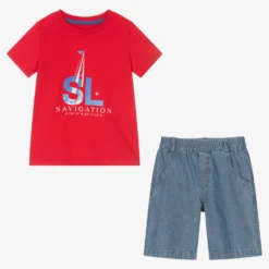 Lapin House Boys Red & Blue Chambray Shorts Set -Outlet Little Gents Set Store lapin house boys red blue chambray shorts set 491923 b94bbbc3086ab30a25b8a9589648f072a6c0ff29